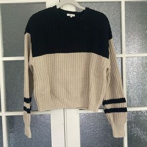 Z Supply - color block cropped sweater.  Black and tan.  Size L.